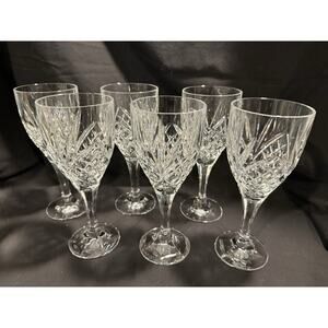 Set Of 6 Elegant Crystal Stemmed Glasses 8" Tall, Wine Party, Celebration